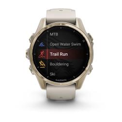 Часы Garmin Fenix 8 43mm Amoled Sapphire золотистый корпус, дымчато-серый ремешок (010-02903-11)