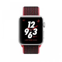 Apple Watch Series 3 Nike+ 38mm GPS+Cellular Silver Aluminum Case with Bright Crimson/Black Nike Sport Loop