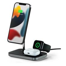 Беспроводное зарядное устройство-подставка Satechi Magnetic 3-in-1 Wireless Charging Stand Space Gray