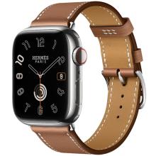 Apple Watch Hermes Series 11 42mm Silver Titanium Case with Single Tour, Gold