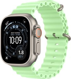 Apple Watch Ultra 3 (2025) 49mm Natural Titanium Case with Neon Green Ocean Band
